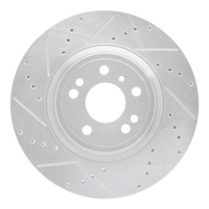 Mercedes-Benz ML350 Brake Rotor (1) - Front Left - R1 Concepts - Drilled & Slotted - Silver - `12-`18